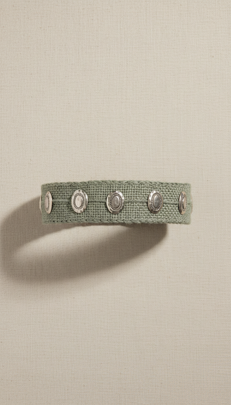 Dusty Sage Hat Band With Silver Accent
