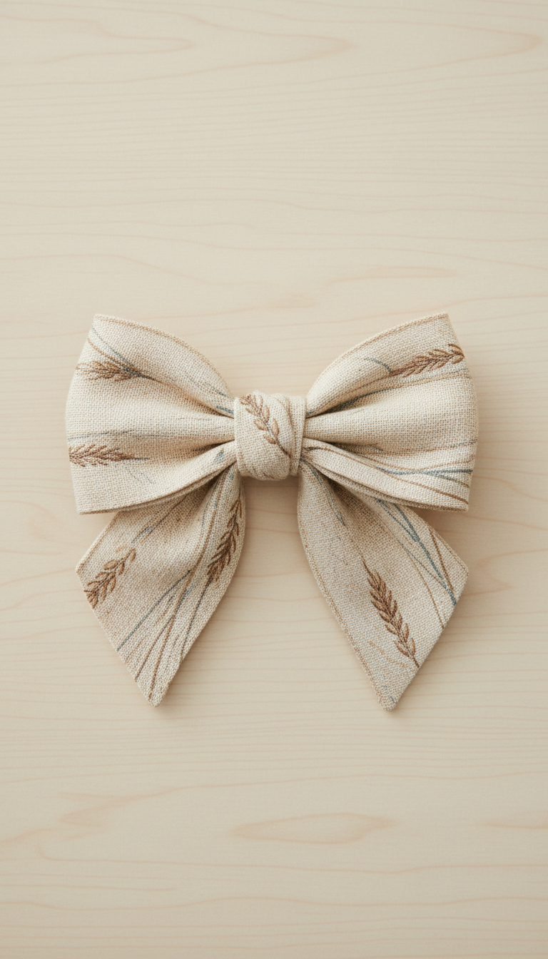 Pale Wheat Patterned Boot Bow